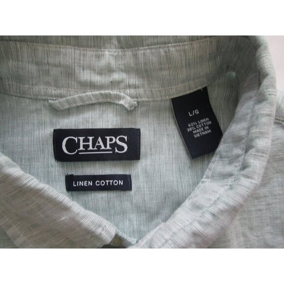 Men's Chaps Linen Blend Button Short Sleeve Shirt Sz L (MT612) - Picture 5 of 9
